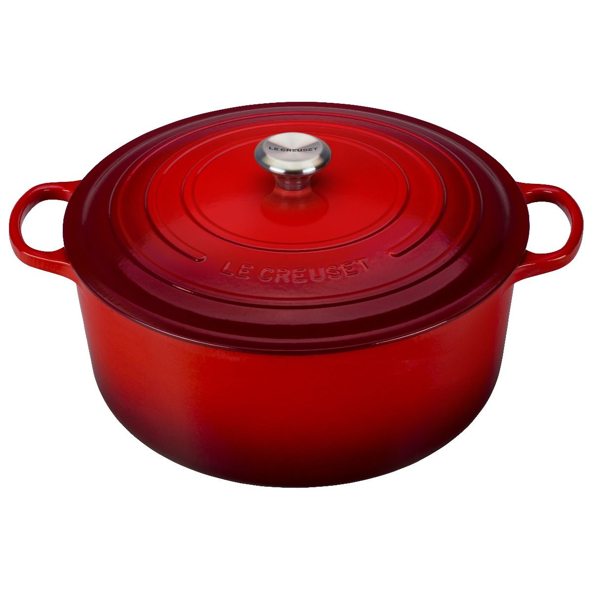  Le Creuset 13.25 Qt. Round Signature Cast Iron Dutch Oven With Stainless Steel Knob | Cerise/Cherry Red