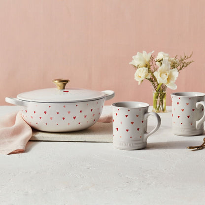 Le Creuset L'Amour 2.75 Qt. Enameled Cast Iron Soup Pot With Gold Knob & Heart Applique | White