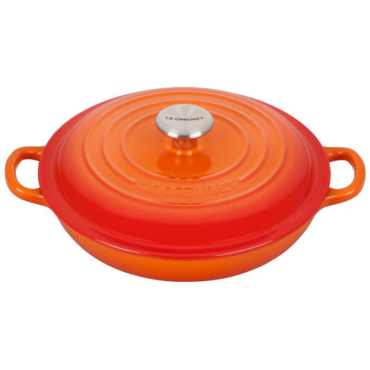  Le Creuset 1.5 Qt. Signature Enameled Cast Iron Braiser With Stainless Steel Knob | Flame Orange