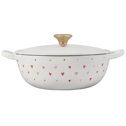  Le Creuset L'Amour 2.75 Qt. Enameled Cast Iron Soup Pot With Gold Knob & Heart Applique | White