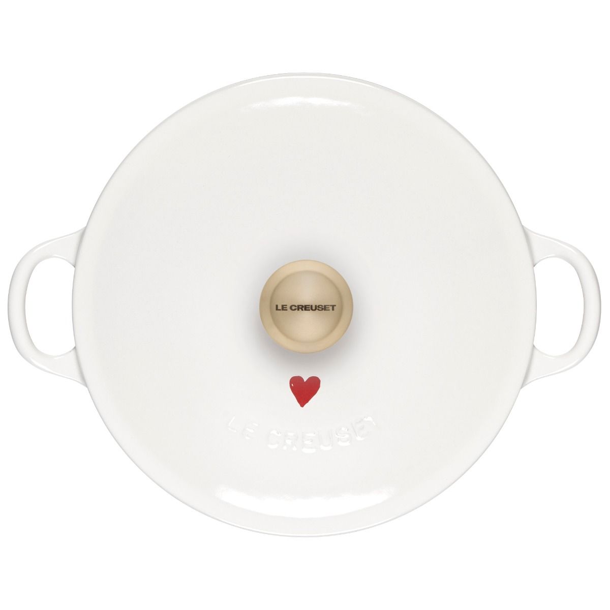  Le Creuset L'Amour 2.75 Qt. Enameled Cast Iron Soup Pot With Gold Knob & Heart Applique | White