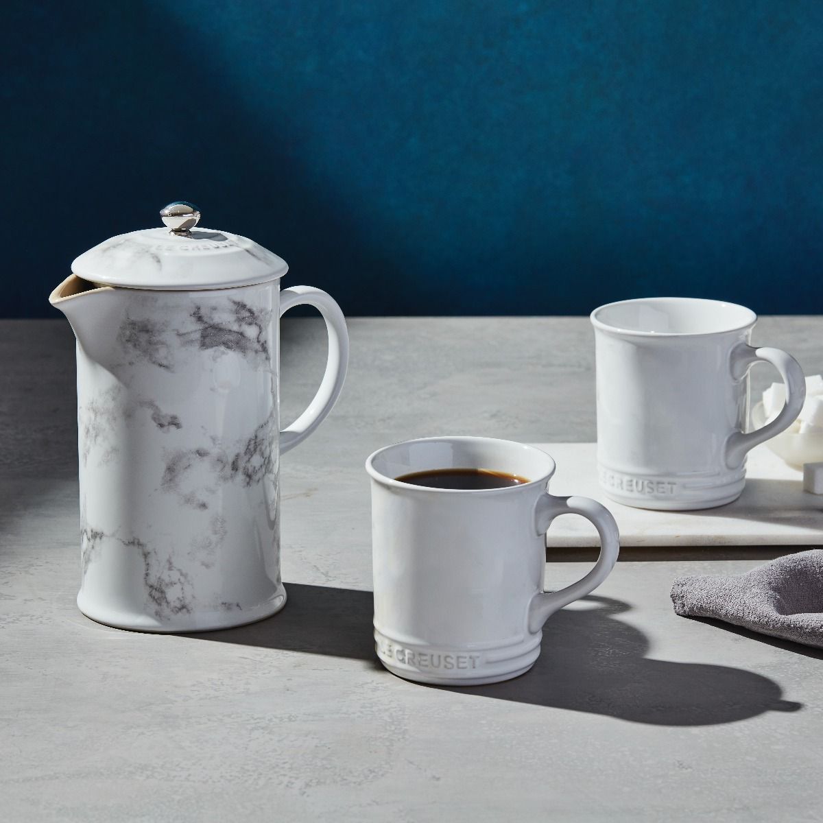  Le Creuset 34oz Stoneware Ceramic French Press | Marble