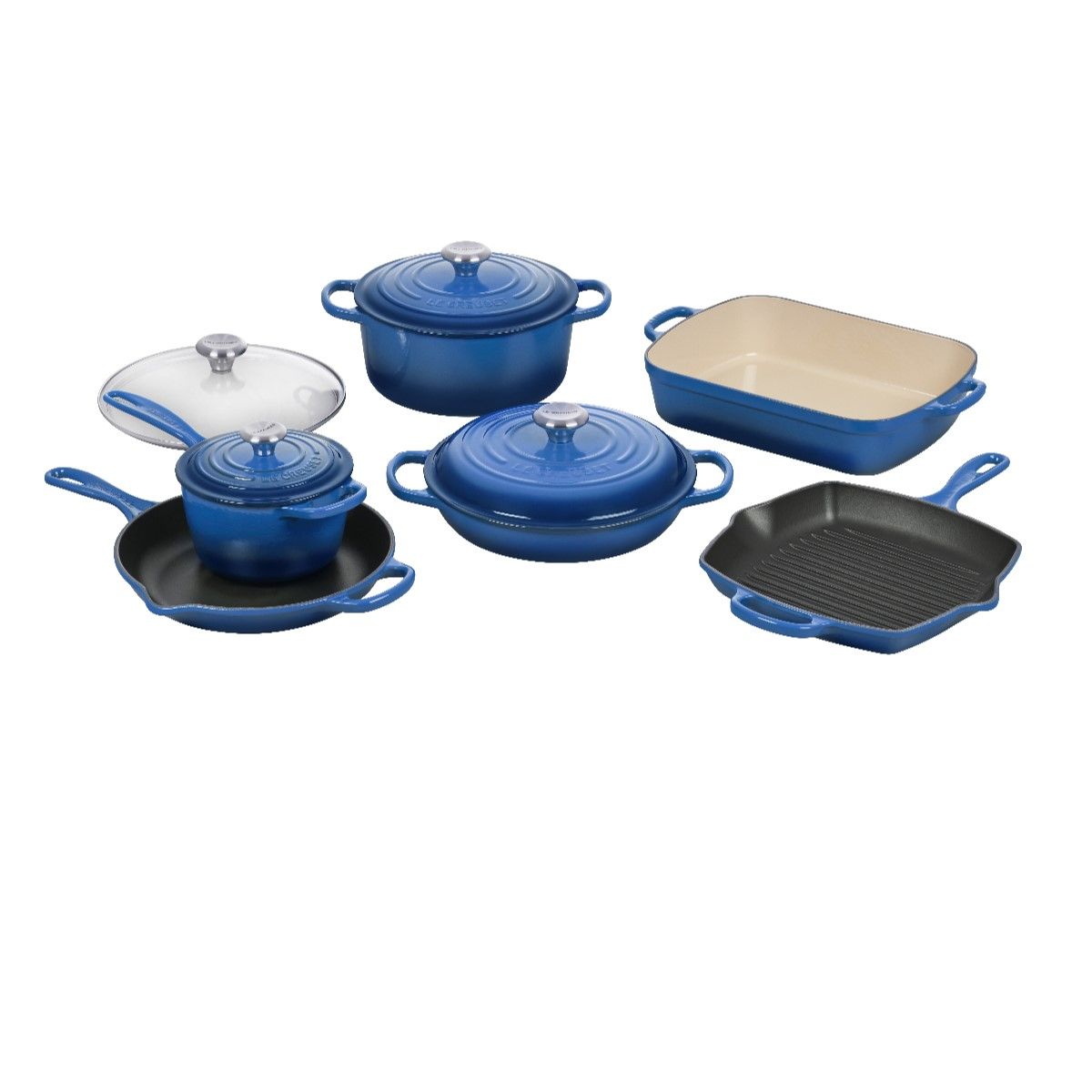  Le Creuset 10-Piece Signature Cookware Set With Stainless Steel Knobs | Marseille Blue