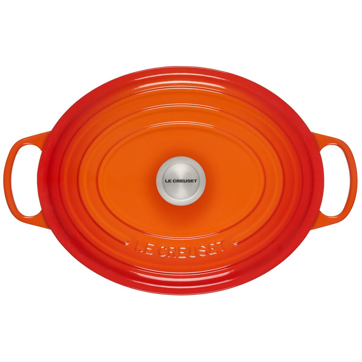  Le Creuset 6.75 Qt. Oval Signature Dutch Oven With Stainless Steel Knob | Flame Orange