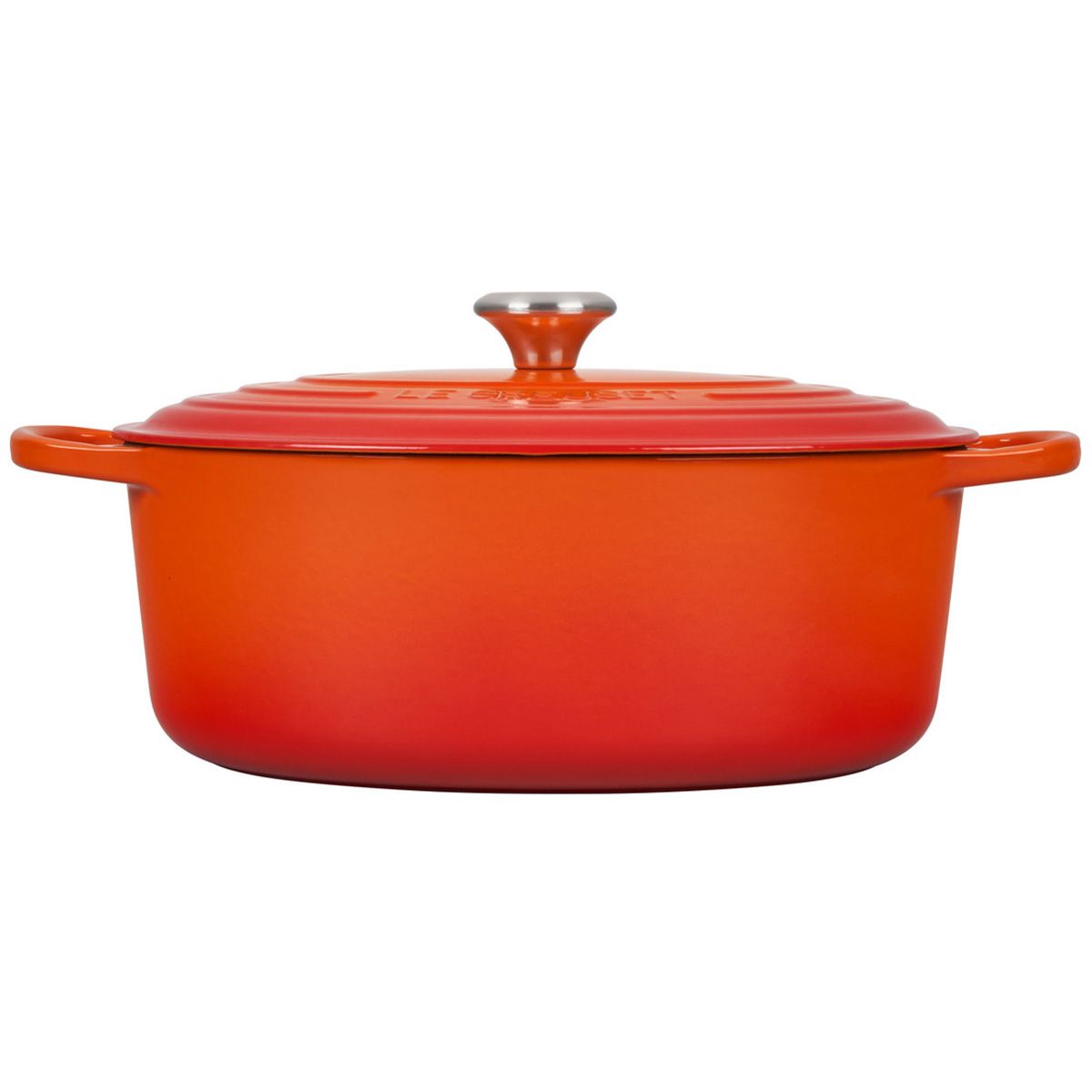  Le Creuset 6.75 Qt. Oval Signature Dutch Oven With Stainless Steel Knob | Flame Orange