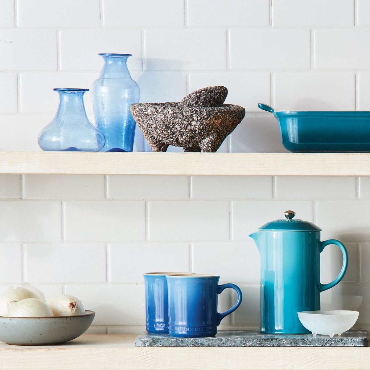  Le Creuset 34oz Stoneware Ceramic French Press | Caribbean Blue