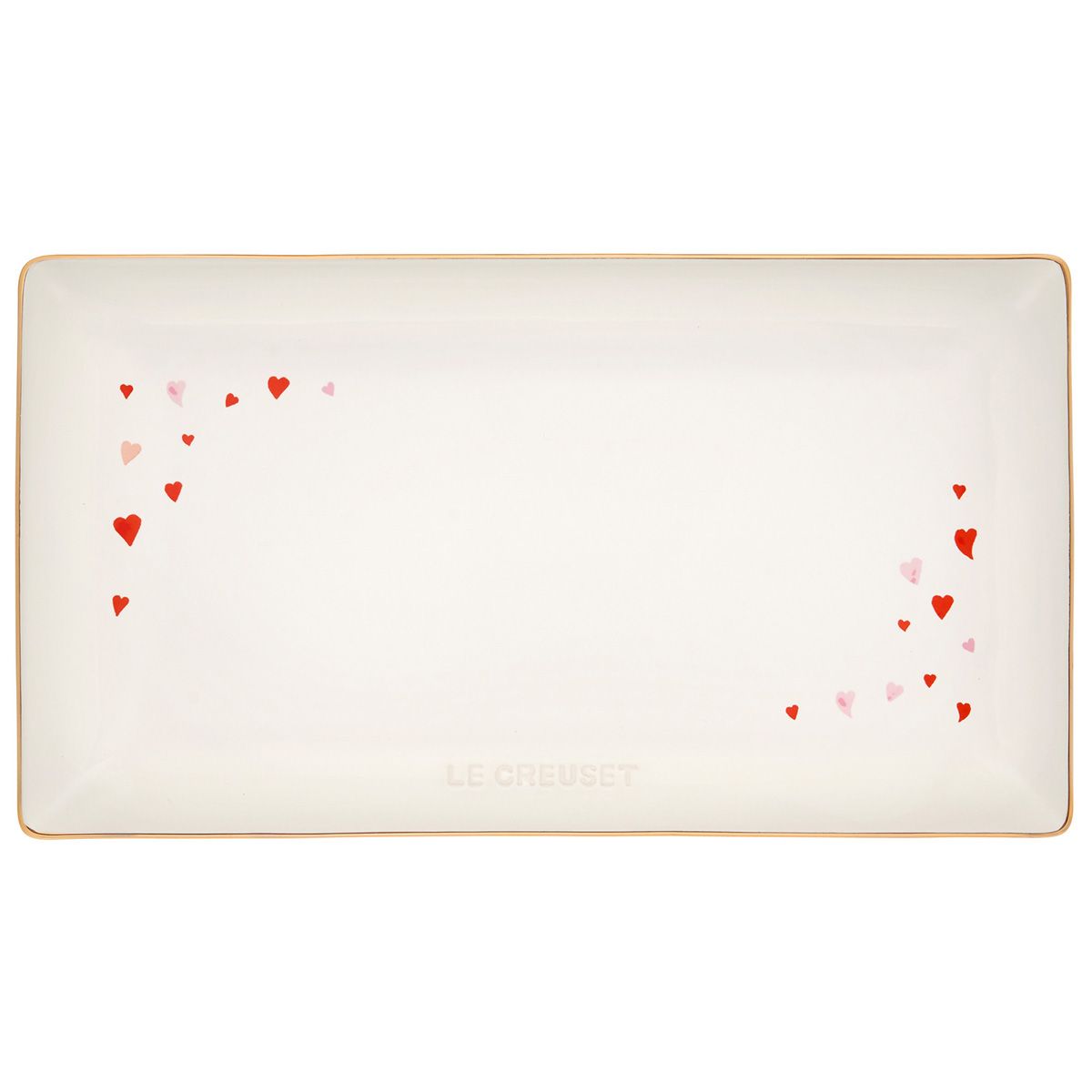  Le Creuset L'Amour Rectangular Hostess Tray With Heart Applique| White