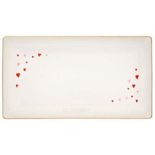  Le Creuset L'Amour Rectangular Hostess Tray With Heart Applique| White