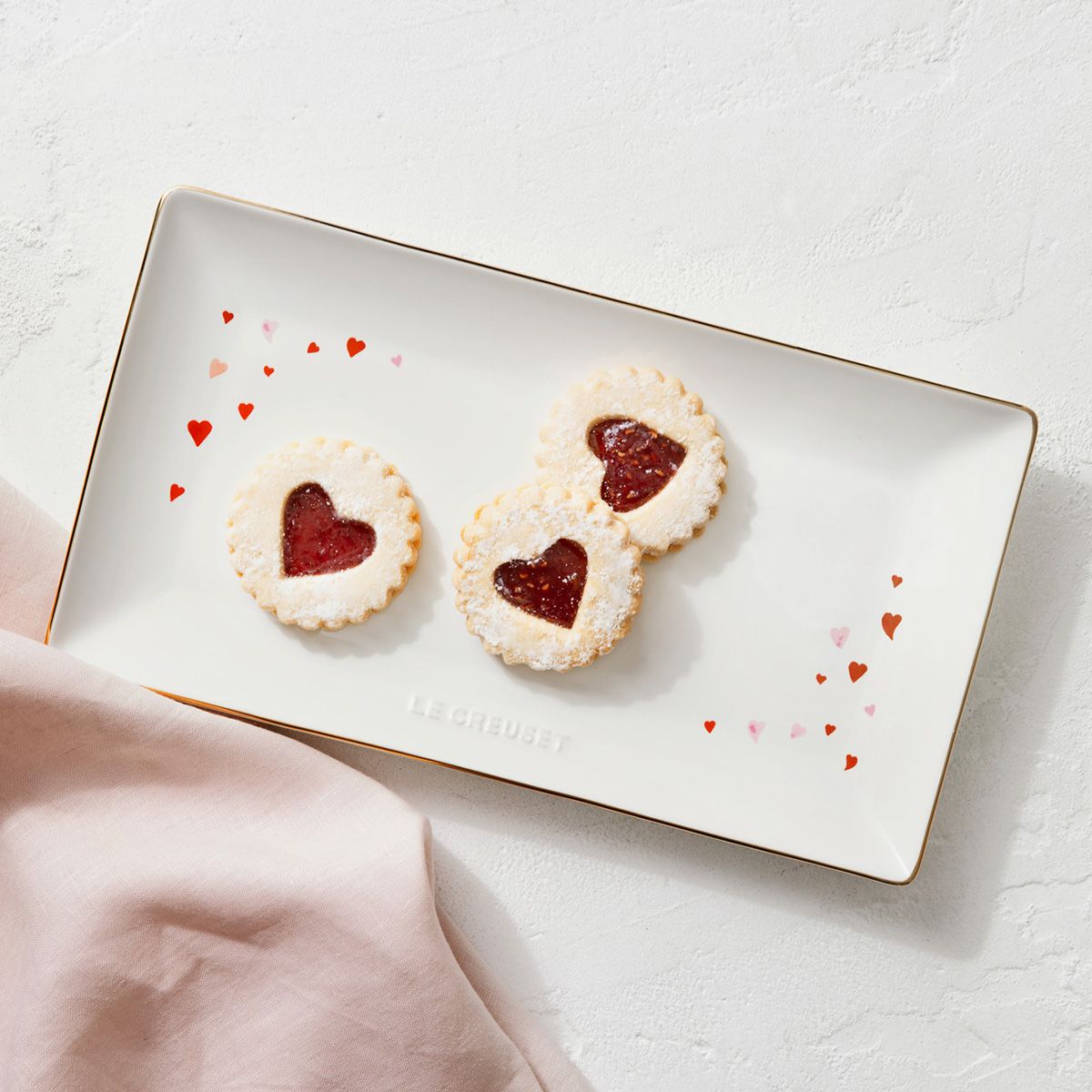  Le Creuset L'Amour Rectangular Hostess Tray With Heart Applique| White