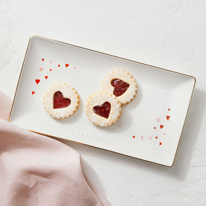  Le Creuset L'Amour Rectangular Hostess Tray With Heart Applique| White