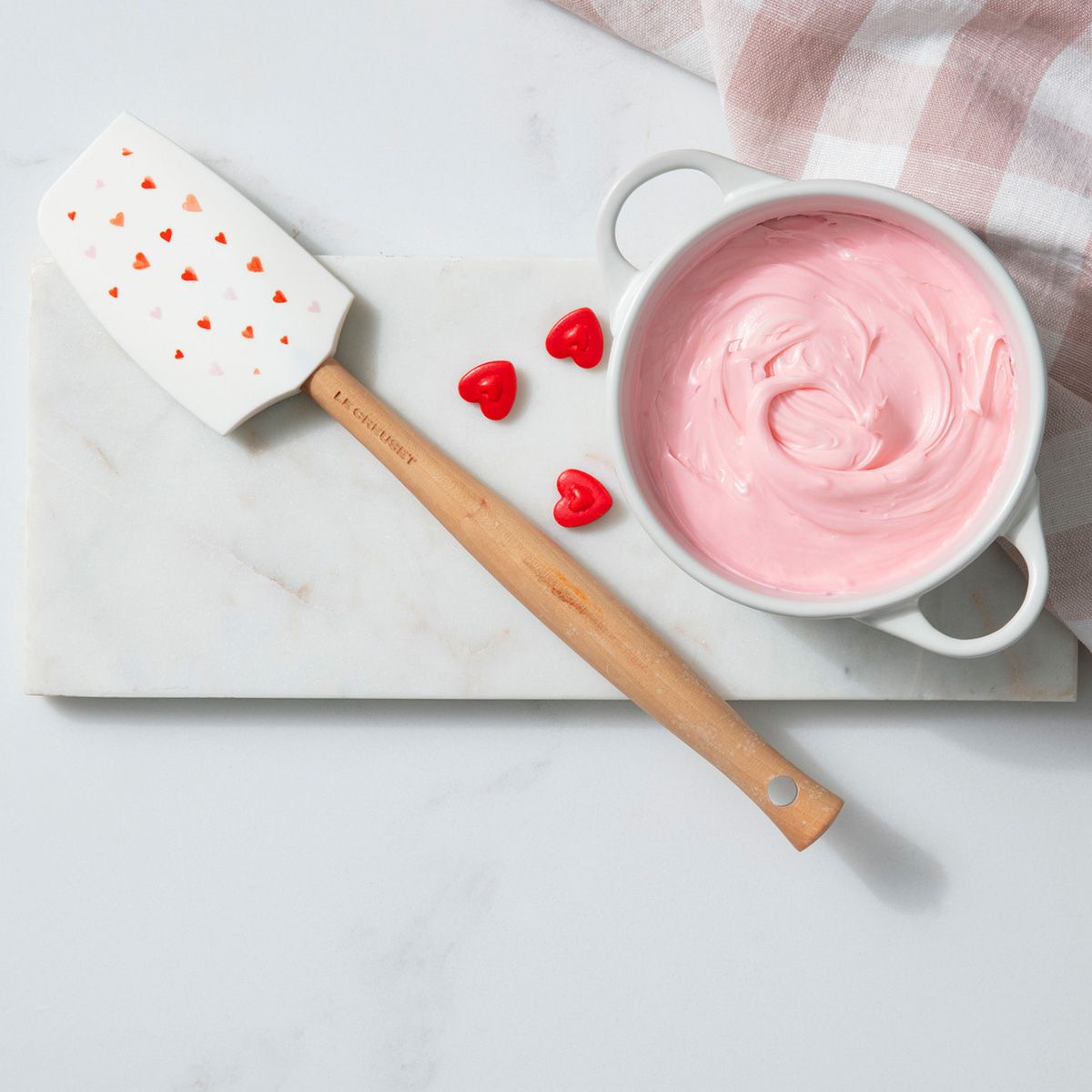  Le Creuset L'Amour Medium Silicone Spatula With Pad Printed Design | White