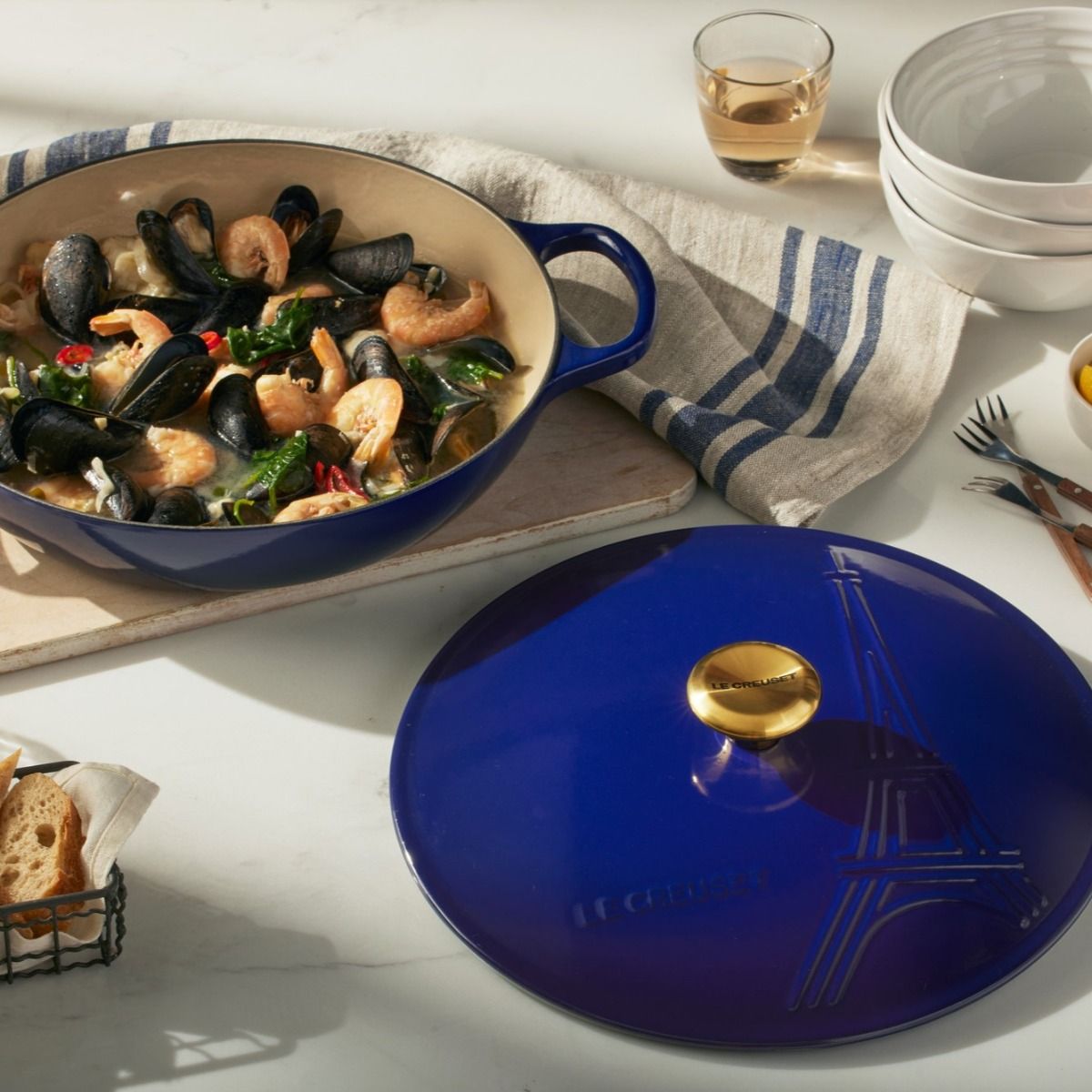  Le Creuset 3.5Qt Signature Braiser Eiffel Tower Collection | Indigo