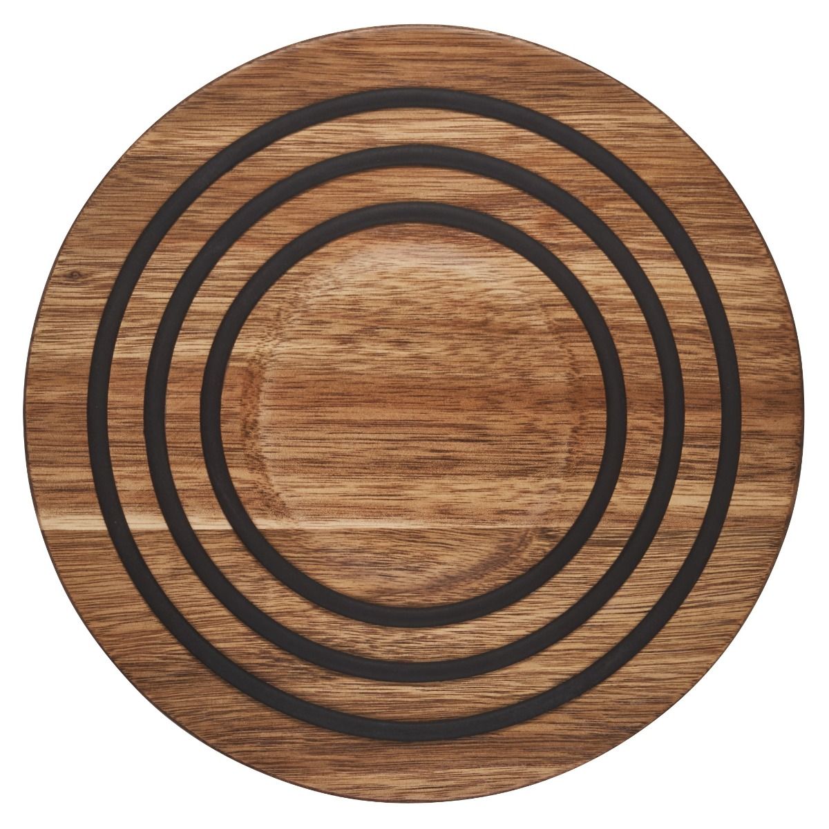  Le Creuset 8" Magnetic Wooden Trivet With Black Silicone Rings | Acacia Wood
