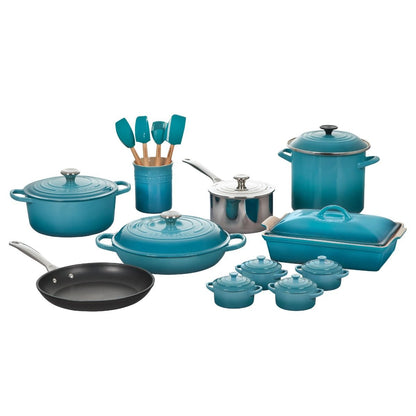  Le Creuset 20-Piece Mixed Material Cookware Set| Caribbean Blue