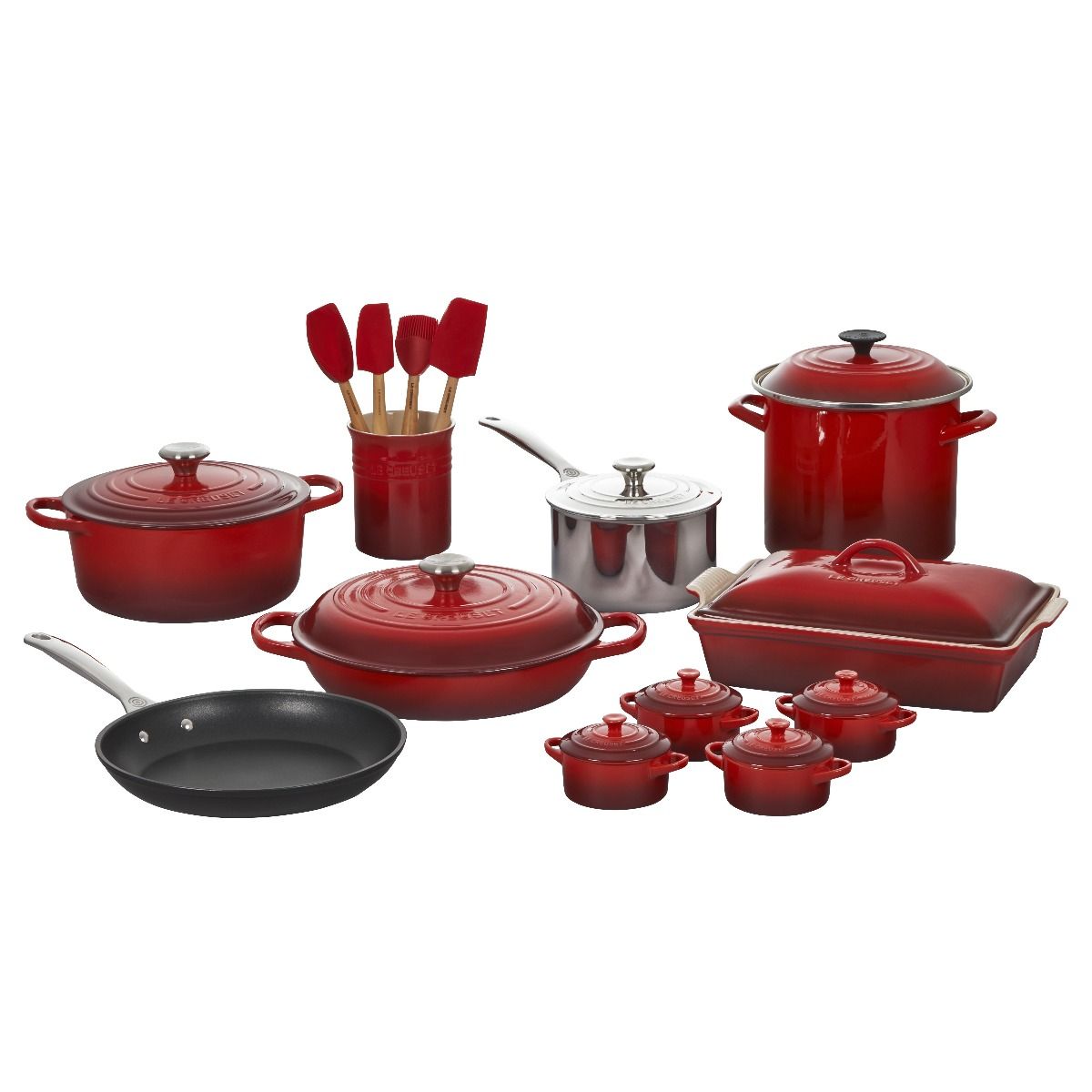  Le Creuset 20-Piece Mixed Material Cookware Set | Cerise