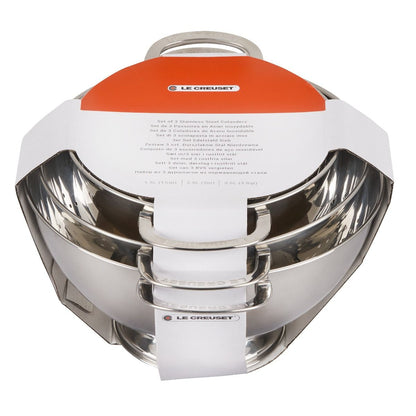  Le Creuset Stackable Stainless Steel Colanders (Set Of 3)