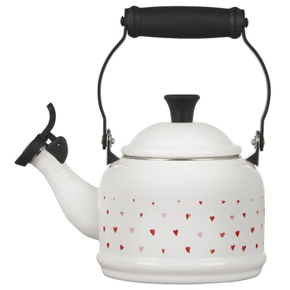  Le Creuset L'Amour Collection 1.25 Qt. Demi Kettle With Heart Applique | White