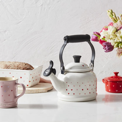  Le Creuset L'Amour Collection 1.25 Qt. Demi Kettle With Heart Applique | White