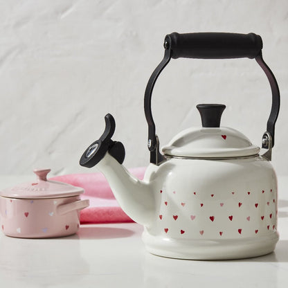  Le Creuset L'Amour Collection 1.25 Qt. Demi Kettle With Heart Applique | White