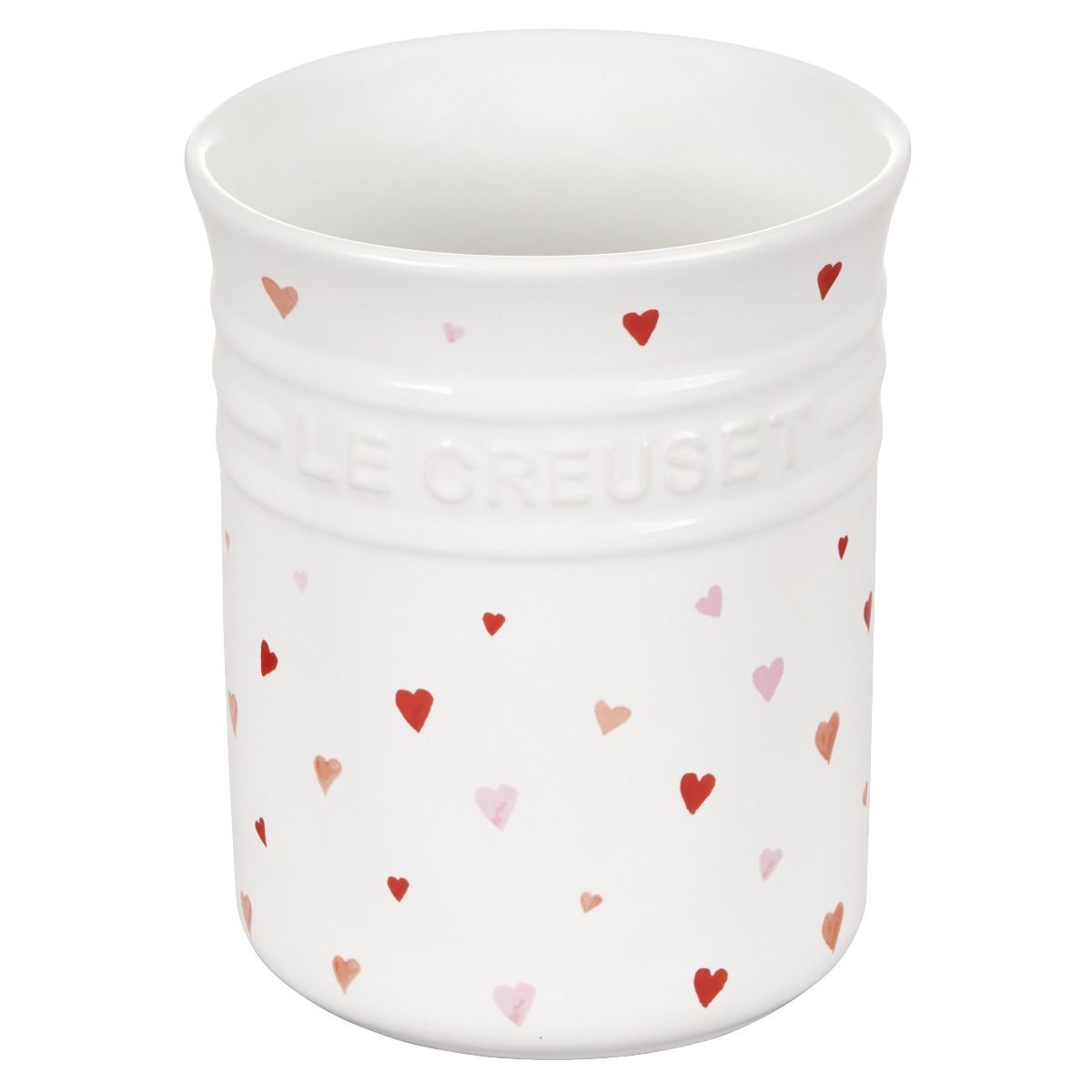  Le Creuset L'Amour 1 Qt. Utensil Crock With Heart Applique | White