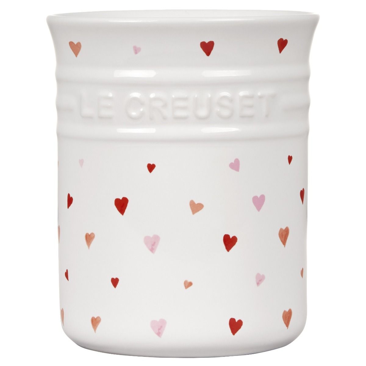  Le Creuset L'Amour 1 Qt. Utensil Crock With Heart Applique | White