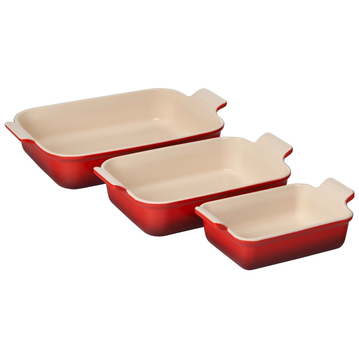  Le Creuset Heritage Rectangular Baking Dishes (Set Of 3) | Cerise/Cherry Red