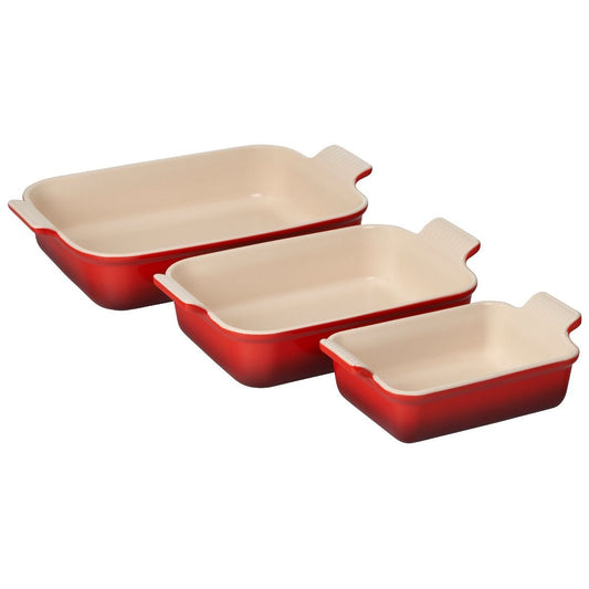  Le Creuset Heritage Rectangular Baking Dishes (Set Of 3) | Cerise/Cherry Red