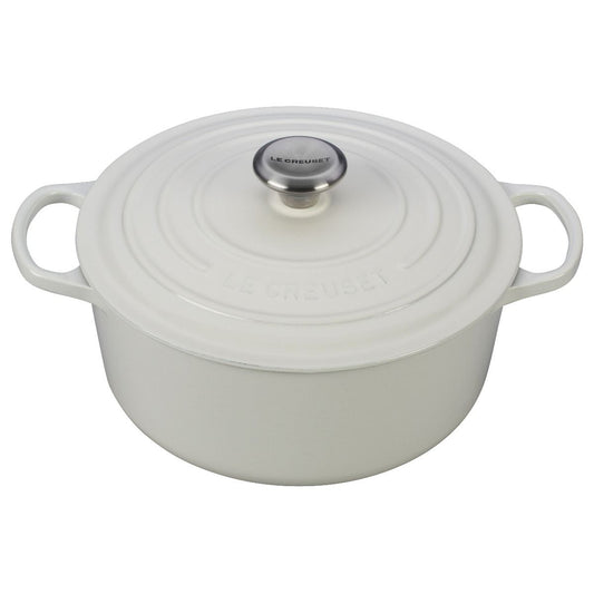  Le Creuset 5.5 Qt. Round Signature Cast Iron Dutch Oven With Stainless Steel Knob | White