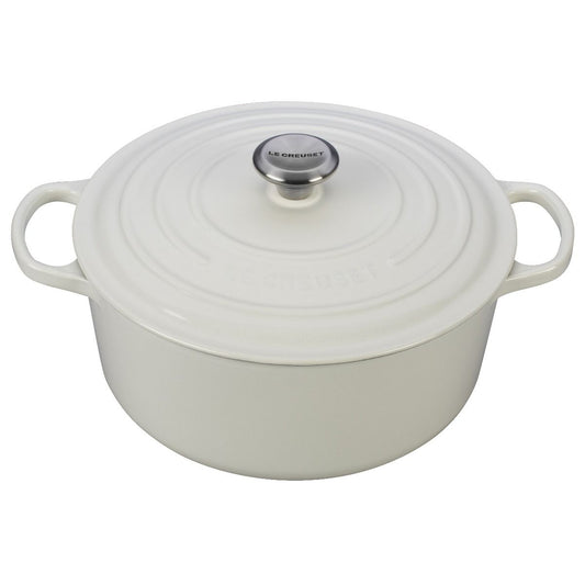 Le Creuset 7.25 Qt. Round Signature Dutch Oven With Stainless Steel Knob | White