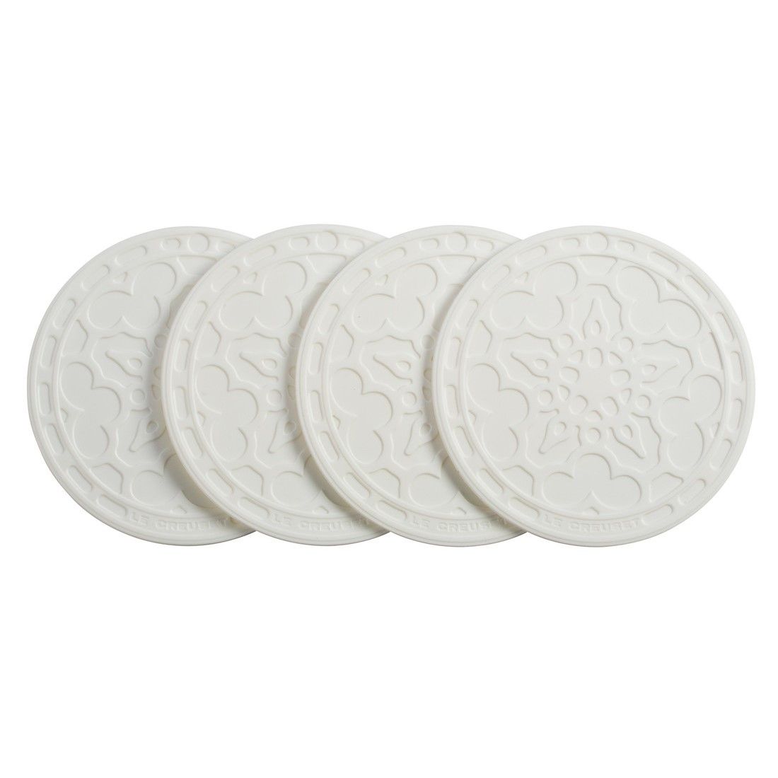  Le Creuset 4" Silicone French Drink Coasters (Set Of 4) | White
