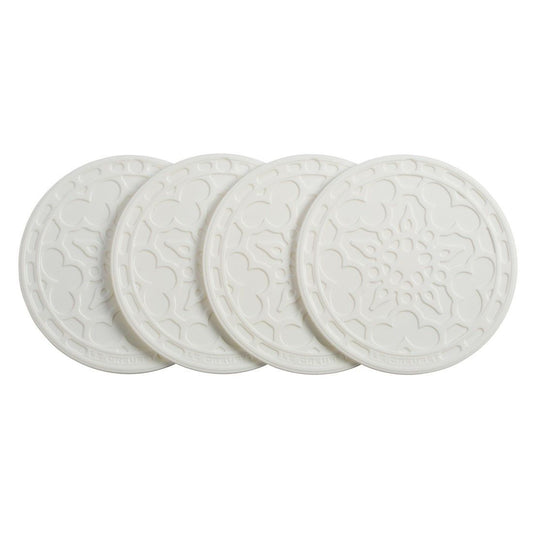  Le Creuset 4" Silicone French Drink Coasters (Set Of 4) | White
