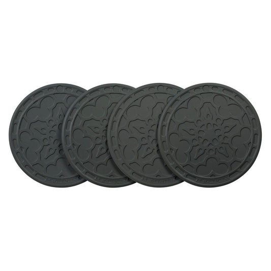  Le Creuset 4" Silicone French Drink Coasters (Set Of 4) | Oyster Grey