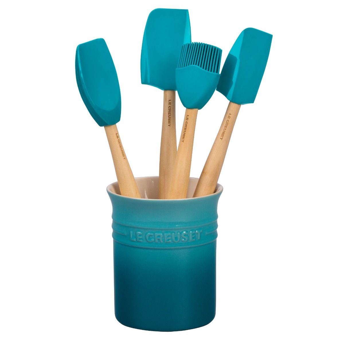  Le Creuset 5-Piece Craft Series Utensil Set With Crock | Caribbean Blue
