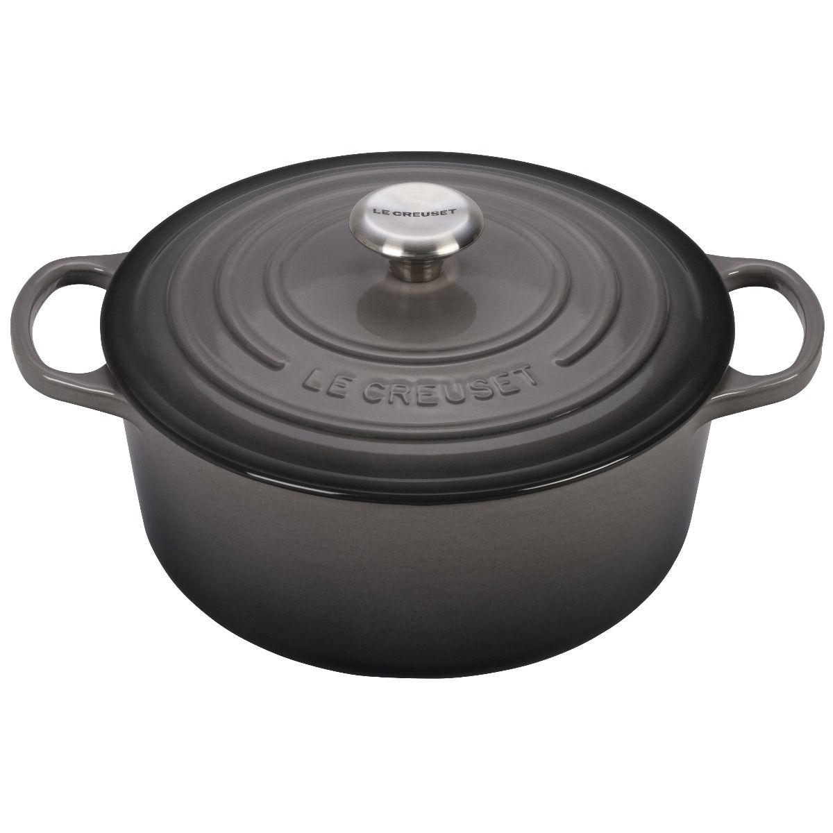  Le Creuset 5.5 Qt. Round Signature Dutch Oven With Stainless Steel Knob | Oyster Grey