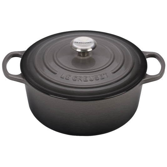  Le Creuset 5.5 Qt. Round Signature Dutch Oven With Stainless Steel Knob | Oyster Grey