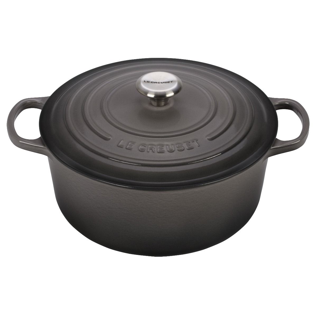  Le Creuset 7.25 Qt. Round Signature Dutch Oven With Stainless Steel Knob | Oyster Grey