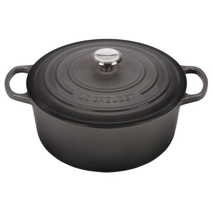  Le Creuset 7.25 Qt. Round Signature Dutch Oven With Stainless Steel Knob | Oyster Grey