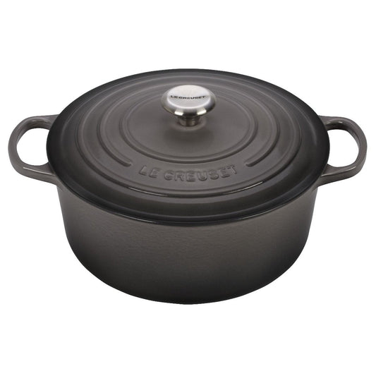  Le Creuset 7.25 Qt. Round Signature Dutch Oven With Stainless Steel Knob | Oyster Grey