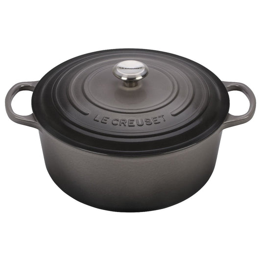  Le Creuset 9 Qt. Round Signature Dutch Oven With Stainless Steel Knob | Oyster Grey
