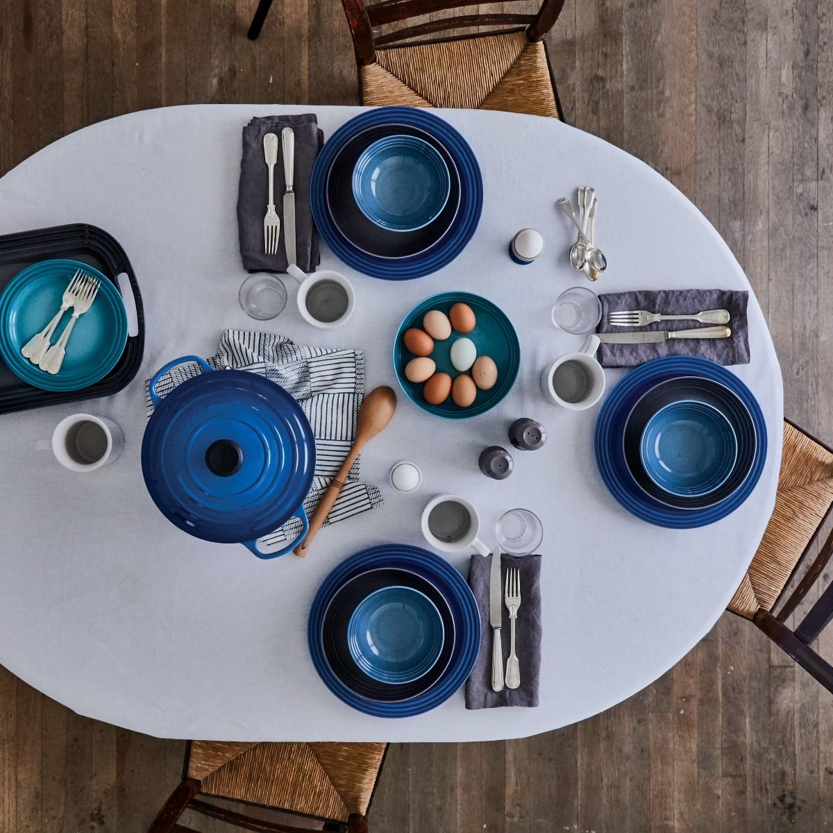  Le Creuset 10.5" Dinner Plates - Set Of 4 | Marseille Blue
