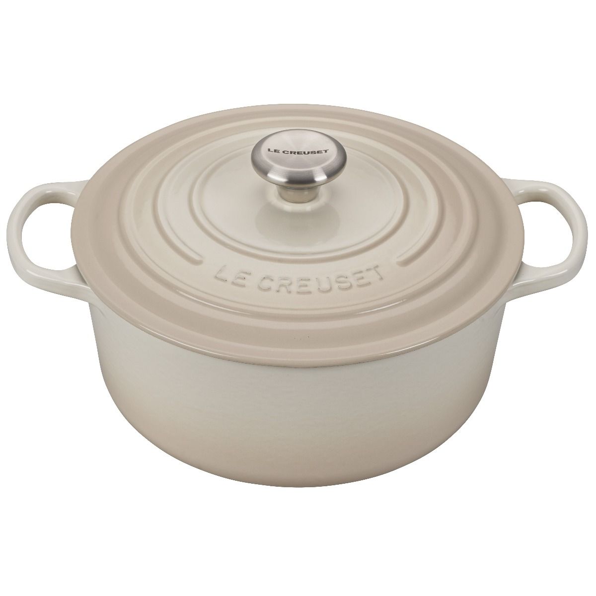  Le Creuset 5.5 Qt. Round Signature Cast Iron Dutch Oven With Stainless Steel Knob | Meringue White