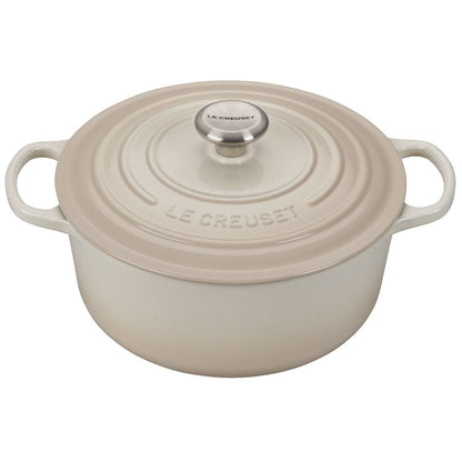  Le Creuset 5.5 Qt. Round Signature Cast Iron Dutch Oven With Stainless Steel Knob | Meringue White