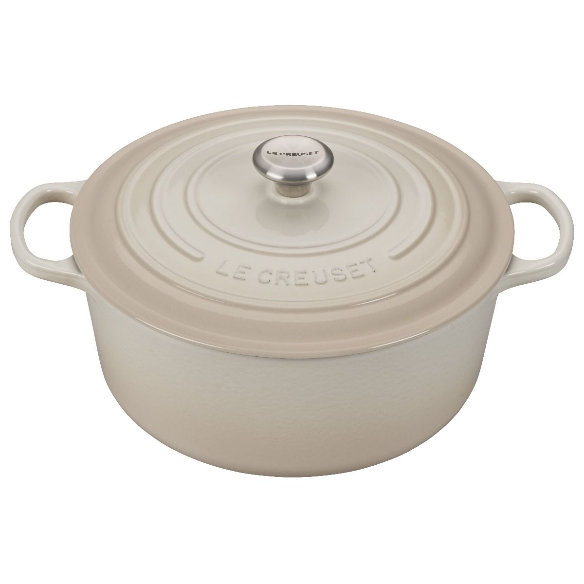  Le Creuset 9 Qt. Round Signature Dutch Oven With Stainless Steel Knob | Meringue White