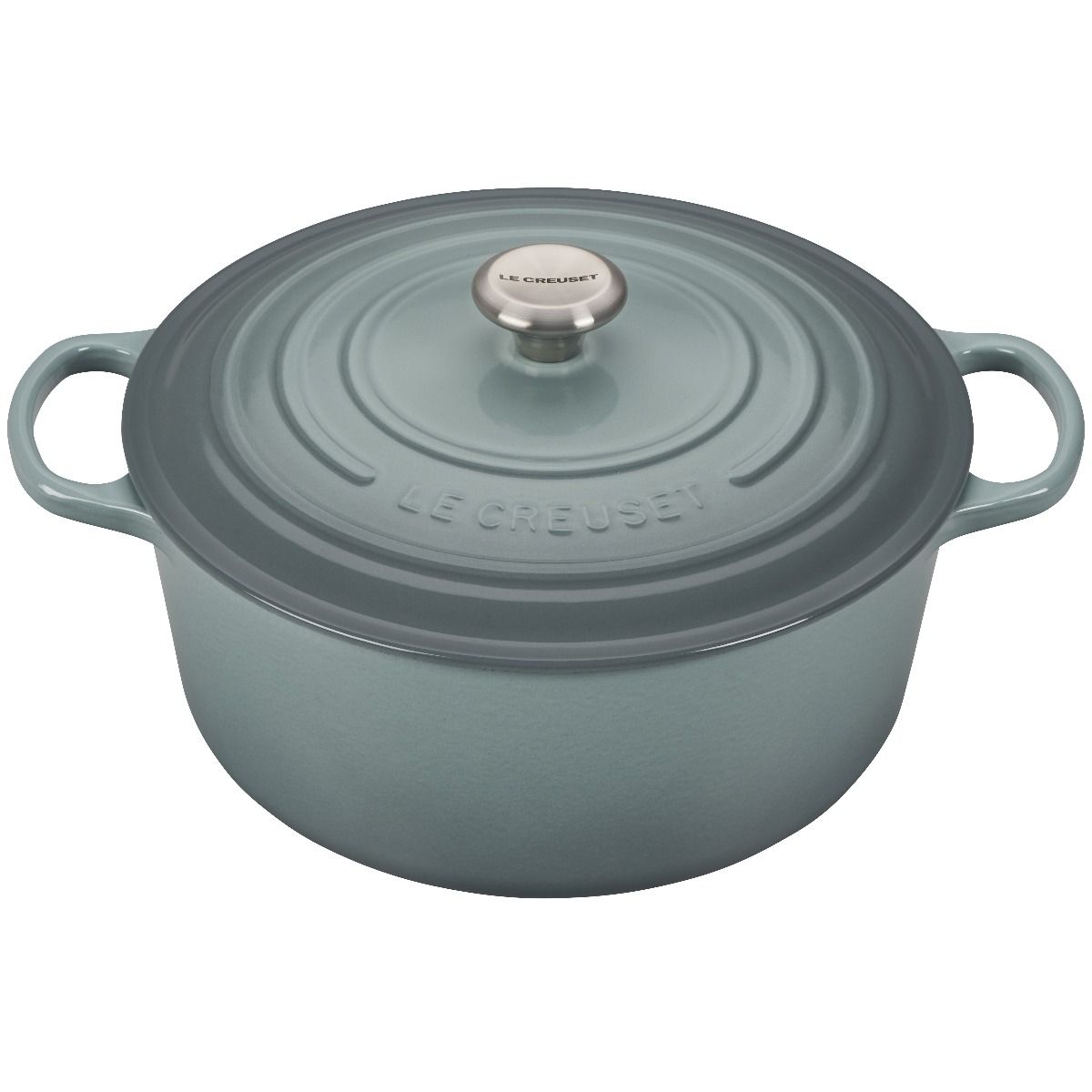  Le Creuset 9 Qt. Round Signature Dutch Oven With Stainless Steel Knob | Sea Salt