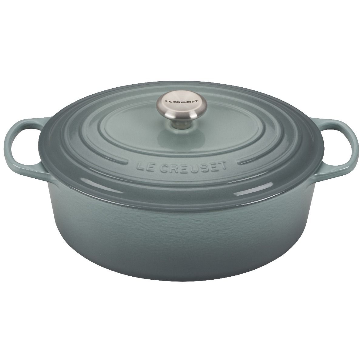  Le Creuset 6.75 Qt. Oval Signature Dutch Oven With Stainless Steel Knob | Sea Salt