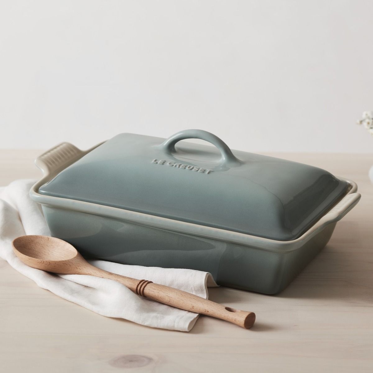  Le Creuset 4 Qt. Rectangular Heritage Covered Casserole | Sea Salt