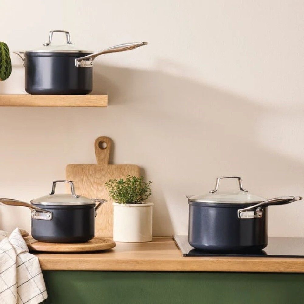  Le Creuset Essential Nonstick Ceramic 4 Qt. Saucepan With Glass Lid