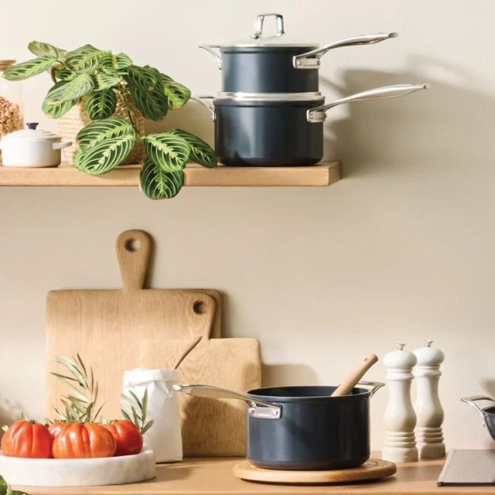  Le Creuset Essential Nonstick Ceramic 4 Qt. Saucepan With Glass Lid
