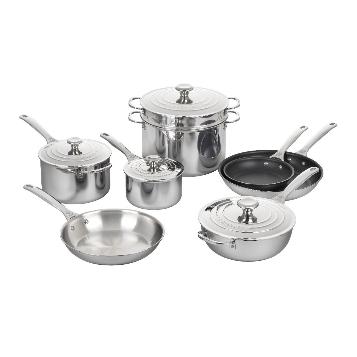  Le Creuset 12-Piece Nonstick Cookware Set | Stainless Steel