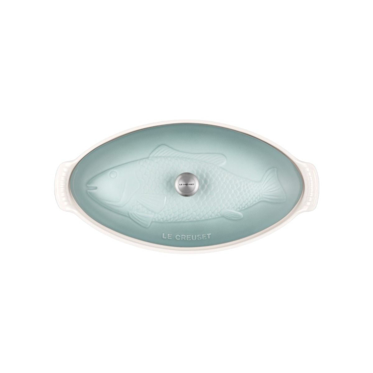  Le Creuset Heritage 1.7 Qt. Fish Baker With Stainless Steel Knob | Sea Salt